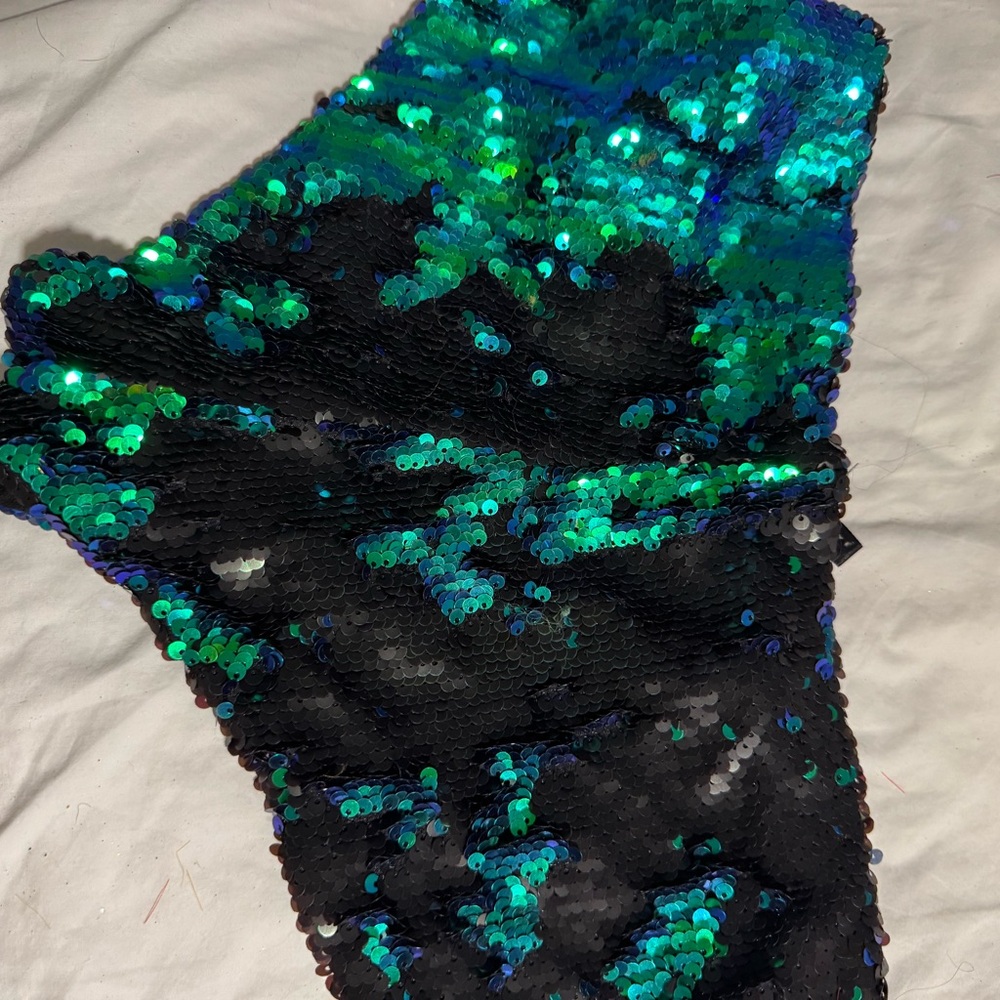 High Waist Sequin Shorts - Black and Green